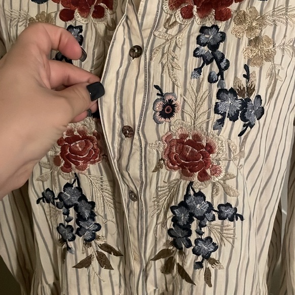 JOHNNY WAS WORKSHOP EMBROIDERED SHIRT BOHO CHIC. - Picture 7 of 10